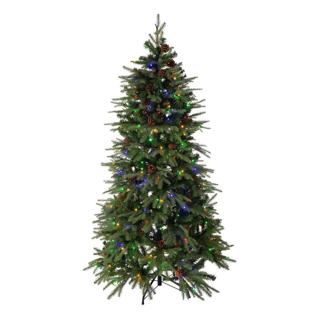 6 ft. Pre-Lit Green Fir Artificial Christmas Tree with 350 LED Lights 9 Functional Multi-color Remote controller