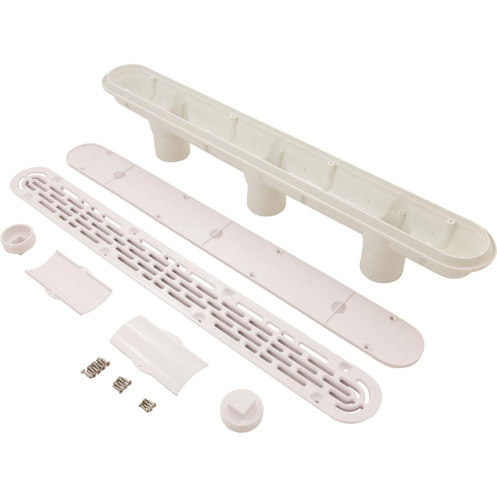 AquaStar Pool Products Channel Drain, Aquastar, 32", Flat Grate, For Concrete, White