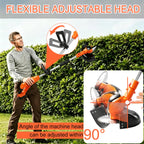 Cordles Weed Wacker, 21V Electric Weed Eater Battery Powered, No String Trimmer with Wheels &amp; Metal Blades, Lightweight Grass Trimmer/Lawn Edger/Brush Cutter, Stringless Weed Trimmer for Yard Garden