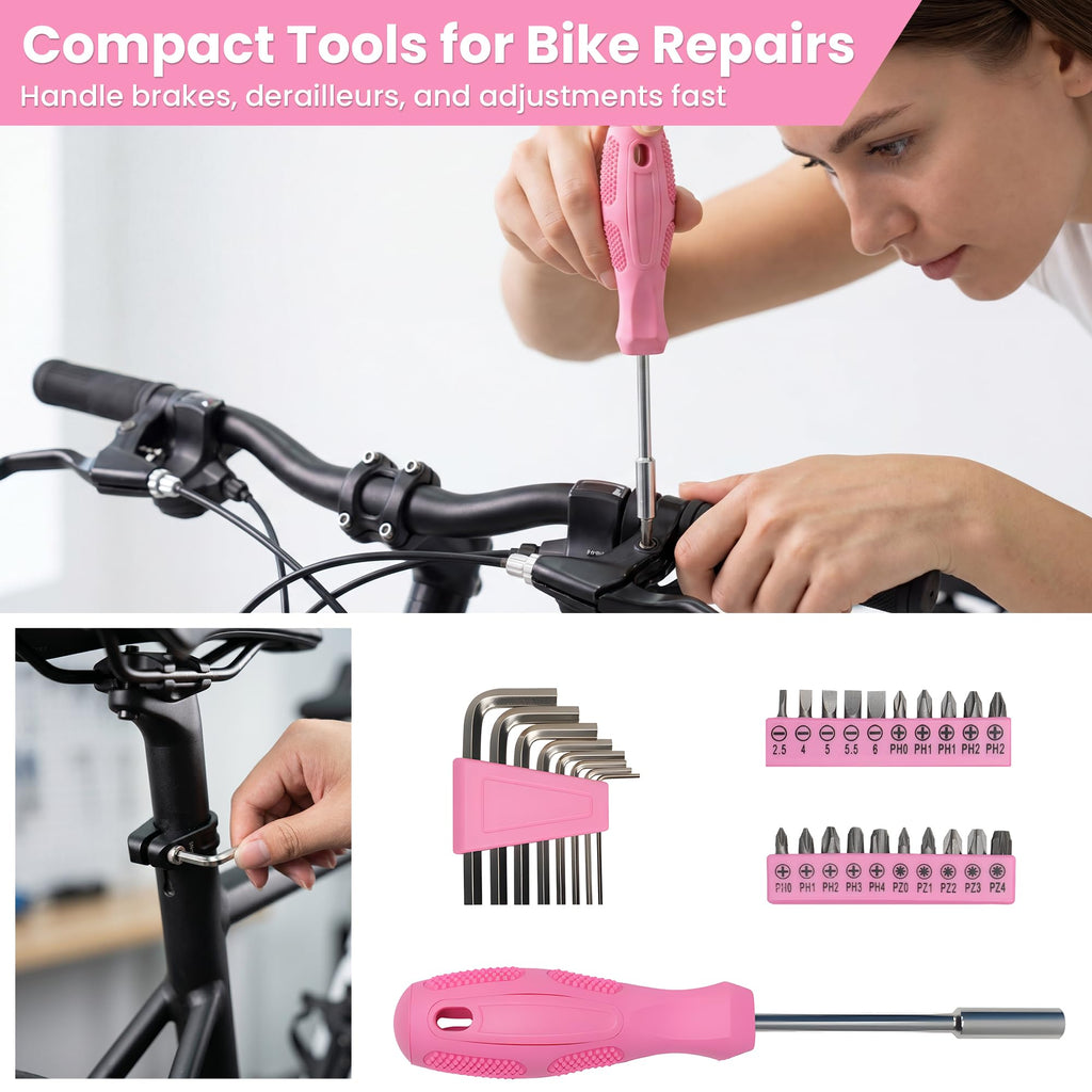 Pink Tool Set for Women 136-Piece Small Tool Kit for Home Repairs | Household Toolbox Storafor Girl, Portable Hand Tool Kit for Home, Car Repair, Perfect Gift for Ladies