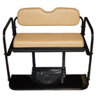 EZGO TXT Golf Cart Flip Folding Rear Back Seat Kit - Tan Cushions