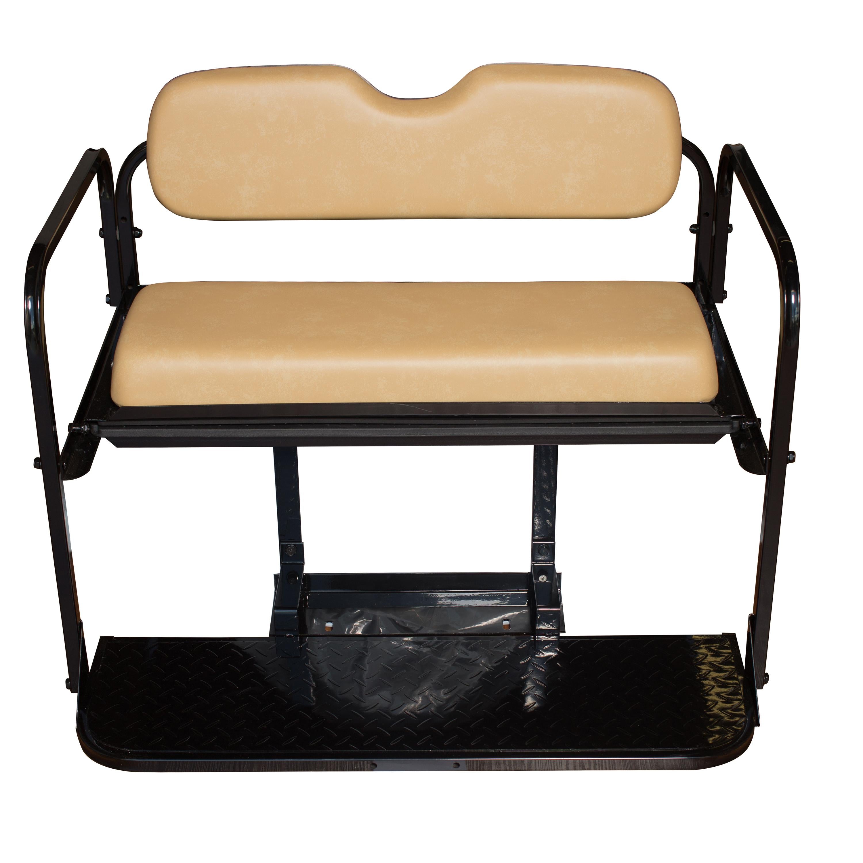 EZGO TXT Golf Cart Flip Folding Rear Back Seat Kit - Tan Cushions