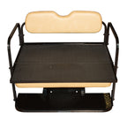 EZGO TXT Golf Cart Flip Folding Rear Back Seat Kit - Tan Cushions