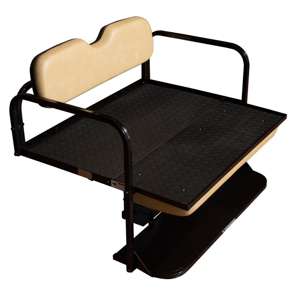 EZGO TXT Golf Cart Flip Folding Rear Back Seat Kit - Tan Cushions