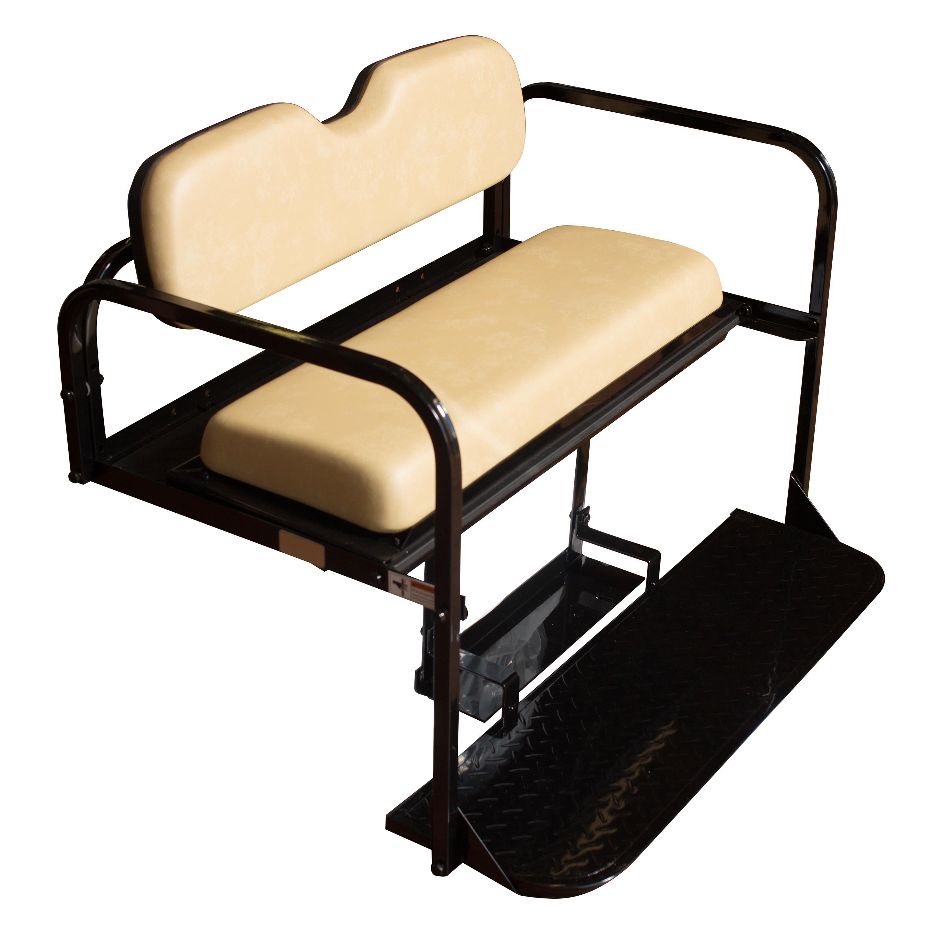 EZGO TXT Golf Cart Flip Folding Rear Back Seat Kit - Tan Cushions