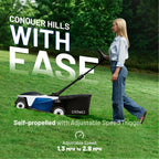 Electric Lawn Mower, Self-propelled Lawn Mower Cordless 40V(2x20V) 18.5" Brushless Mower with Electric Cutting Height Adjustment, Higher Rotation Speed, 2 x 4.0Ah Battery and Rapid CharIncluded