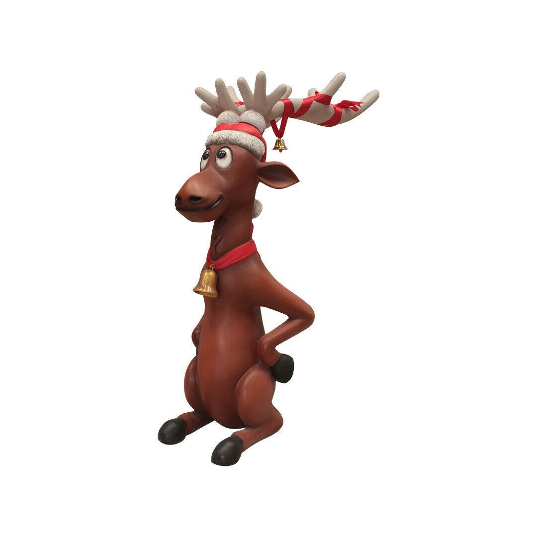 Funny Reindeer Statue - Reindeer Standing Upright Christmas Decor Statue 3.5FT