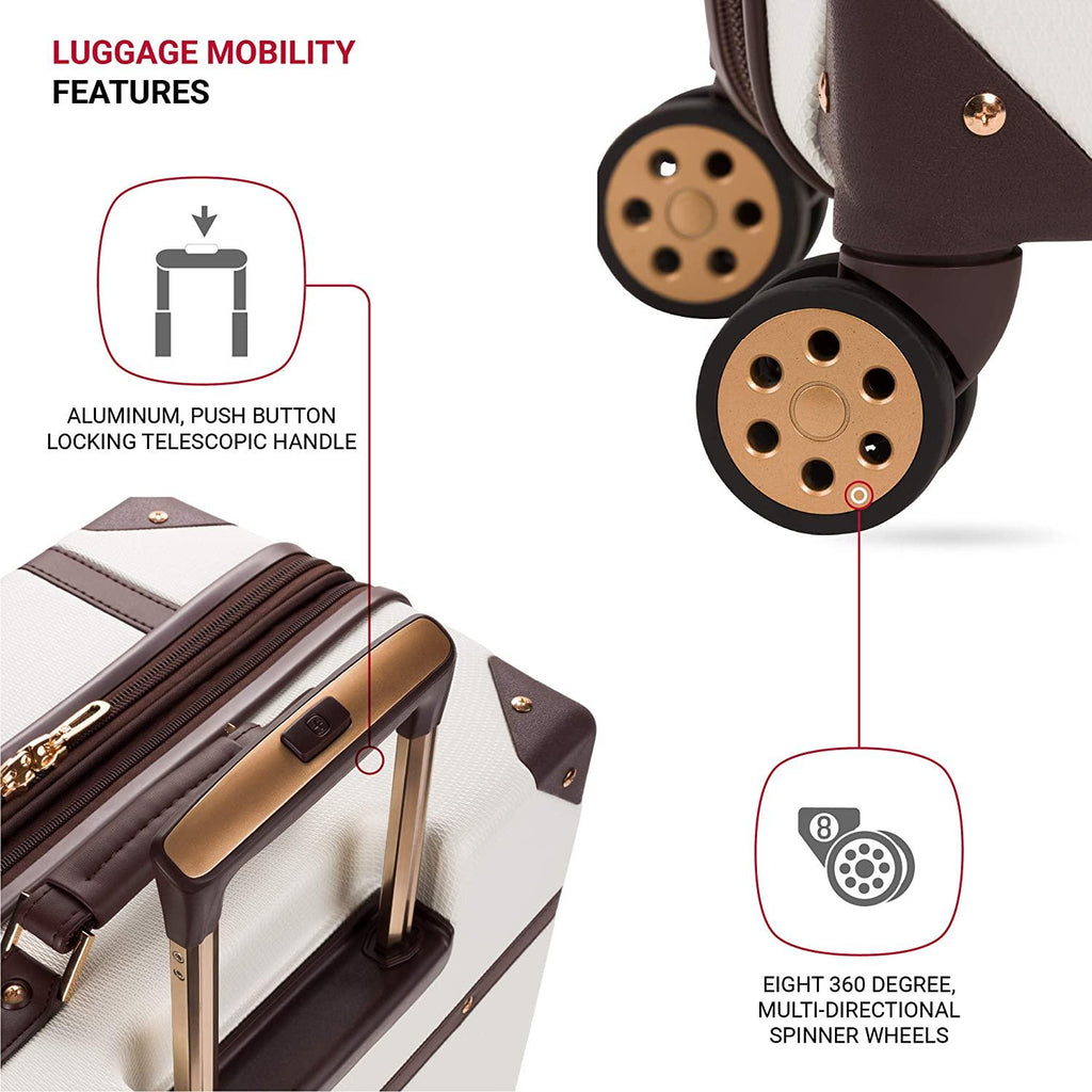 7739 Hardside Luggage Trunk with Spinner Wheels, White, 2-Piece Set (19/26)