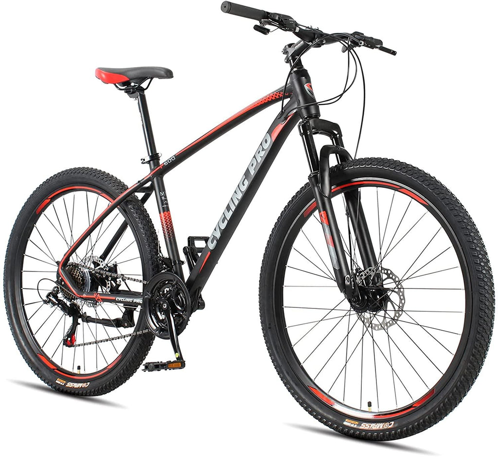 Mountain Bike, 27.5 x 17inch Aluminum Alloy Frame, 21 Speed with  Derailleur, Suspension Fork &amp; Disc Brake Outdoor Bikes for Men Women