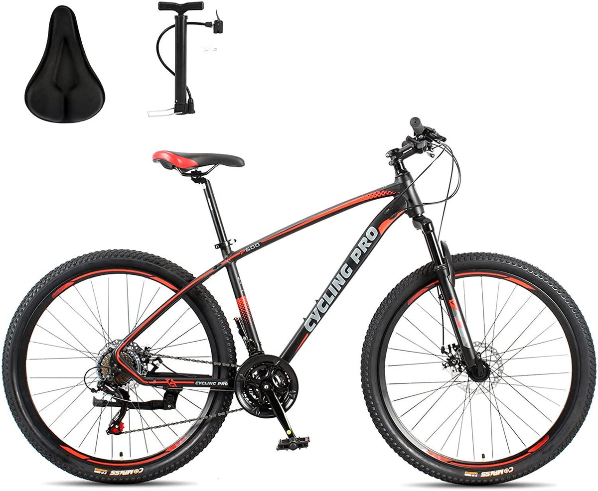 Mountain Bike, 27.5 x 17inch Aluminum Alloy Frame, 21 Speed with  Derailleur, Suspension Fork &amp; Disc Brake Outdoor Bikes for Men Women