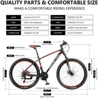 Mountain Bike, 27.5 x 17inch Aluminum Alloy Frame, 21 Speed with  Derailleur, Suspension Fork &amp; Disc Brake Outdoor Bikes for Men Women