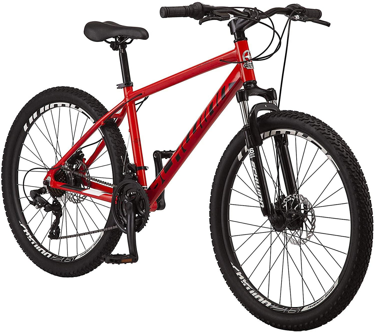 Schwinn High Timber ALX Youth/Adult Mountain Bike, Aluminum Frame and Disc Brakes, 26-Inch Wheels, 21-Speed, Red