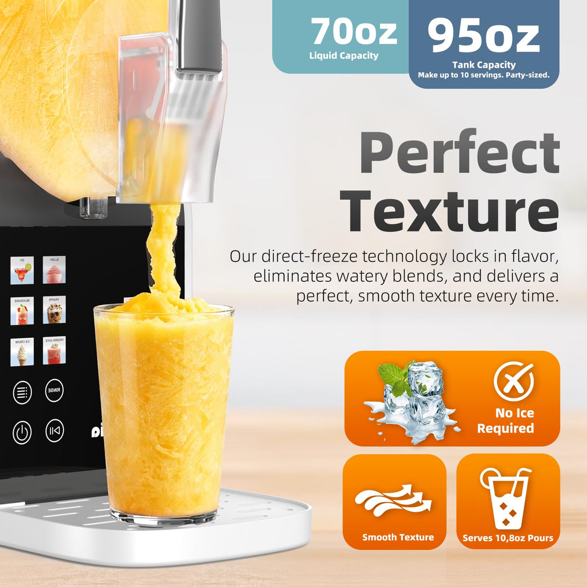 Max 95oz Slushie Machine with 6 Smart Presets, No Ice Needed Frozen Drink Maker for Home,  30-Min Freeze for Slush, Margaritas, Smoothies, Ice Cream & More, LarCapacity Party Slushy Maker