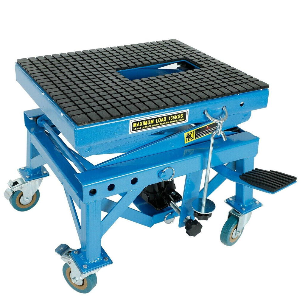 300lbs Heavy Duty Hydraulic Motorcycle Scissor Jack Lift with Foot Peg