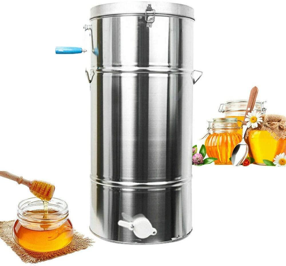 dnysysj 27" honey extractor, stainless steel beekeeping equipment, silver 2 frame honeycomb spinner large drum manual bee honey separator tool beekeeping supplies, 70×35cm