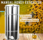 dnysysj 27" honey extractor, stainless steel beekeeping equipment, silver 2 frame honeycomb spinner large drum manual bee honey separator tool beekeeping supplies, 70×35cm