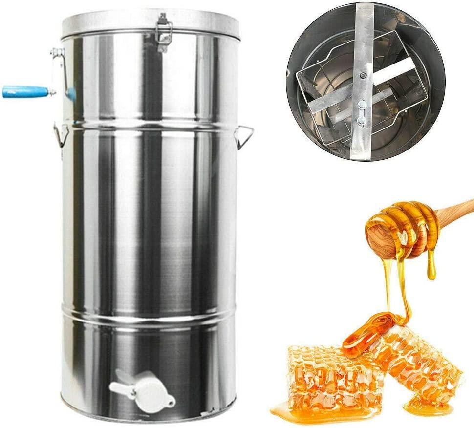 dnysysj 27" honey extractor, stainless steel beekeeping equipment, silver 2 frame honeycomb spinner large drum manual bee honey separator tool beekeeping supplies, 70×35cm