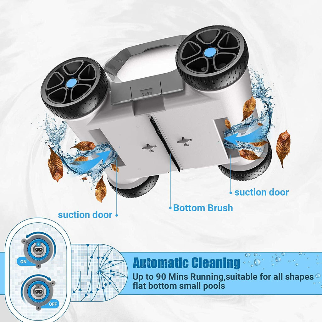 qomotop rechargeable robotic pool cleaner,cordless automatic with 5000mah battery, ipx8 waterproof, blue