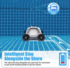 qomotop rechargeable robotic pool cleaner,cordless automatic with 5000mah battery, ipx8 waterproof, blue