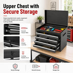 2-in-1 Rolling Tool Chest with 5 Drawers, Heavy-Duty Metal Tool Box with Wheels, Detachable Top Tool Box & Rolling Tool Cabinet for Garage, DIY (5-Drawers, Black)
