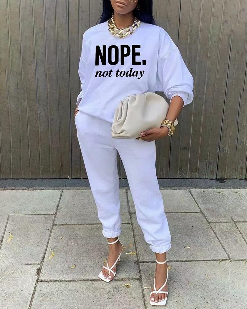 letter print long sleeve o neck casual sweatshirt