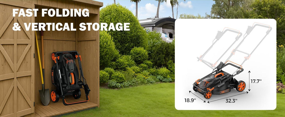 40V 19" Cordless Lawn Mower, Brushless Push Lawn Mower w/ 13.2Gal Bag, 98% Grass Collection, 3-Step er Foldable, 6-Position Height Adjustment Meets Various Cutting Needs