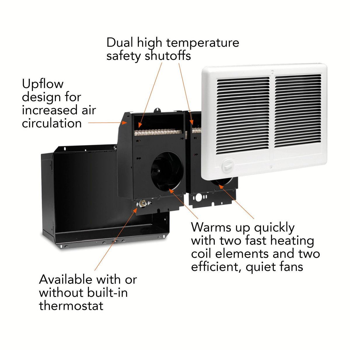 Cadet Cstc302t 7680 BTU 208/240 Volt 3000 Watt Twin Fan-Forced Electric In-Wall Heater
