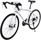 SUNUQ Lightweight Aluminum Road Bike,Aluminum Full Suspension Road Bike 21 Speed Disc Brakes, 26 inch Durable Road icycles, 700c Tire, Mens/Womens Fashionable Advanced Suspension Bikes