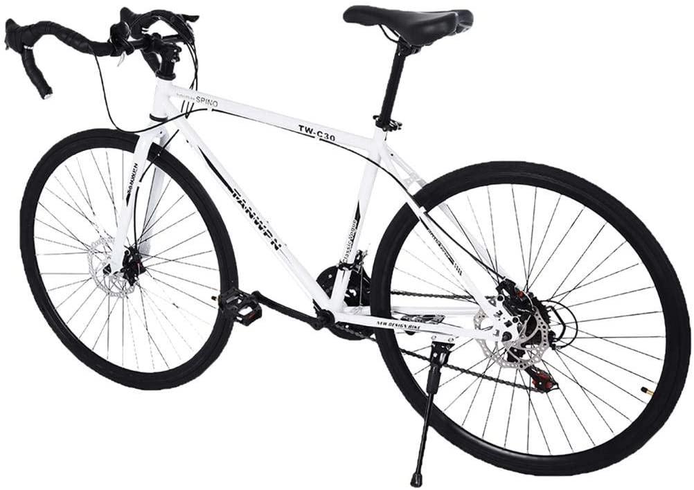 SUNUQ Lightweight Aluminum Road Bike,Aluminum Full Suspension Road Bike 21 Speed Disc Brakes, 26 inch Durable Road icycles, 700c Tire, Mens/Womens Fashionable Advanced Suspension Bikes