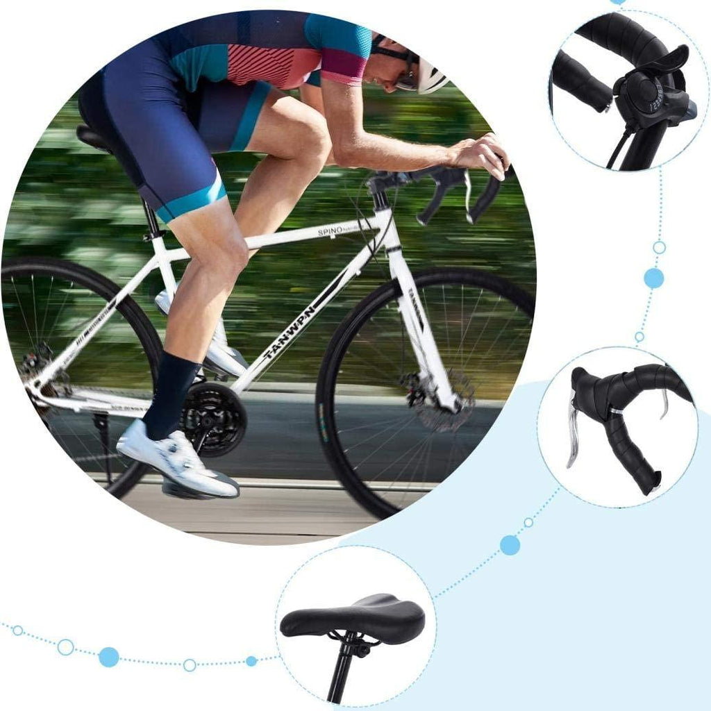 SUNUQ Lightweight Aluminum Road Bike,Aluminum Full Suspension Road Bike 21 Speed Disc Brakes, 26 inch Durable Road icycles, 700c Tire, Mens/Womens Fashionable Advanced Suspension Bikes