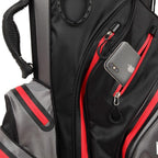 Ram Golf Waterproof Cart Bag - 14 Way Club Dividers Black/Grey/Red