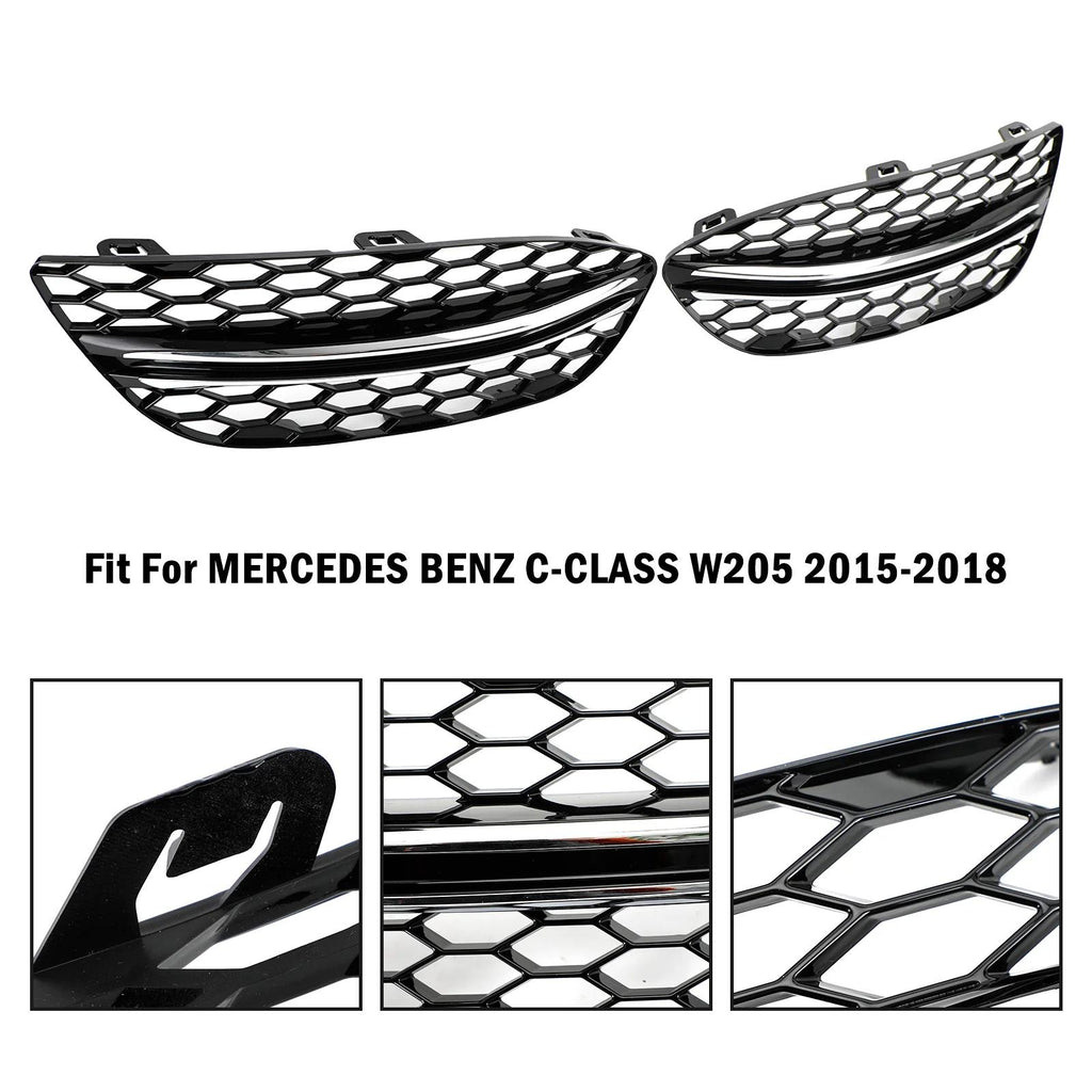 2015-2023 BENZ C-CLASS W205 Black Chrome Front Fog Light Cover 14475205 2058851623 Generic