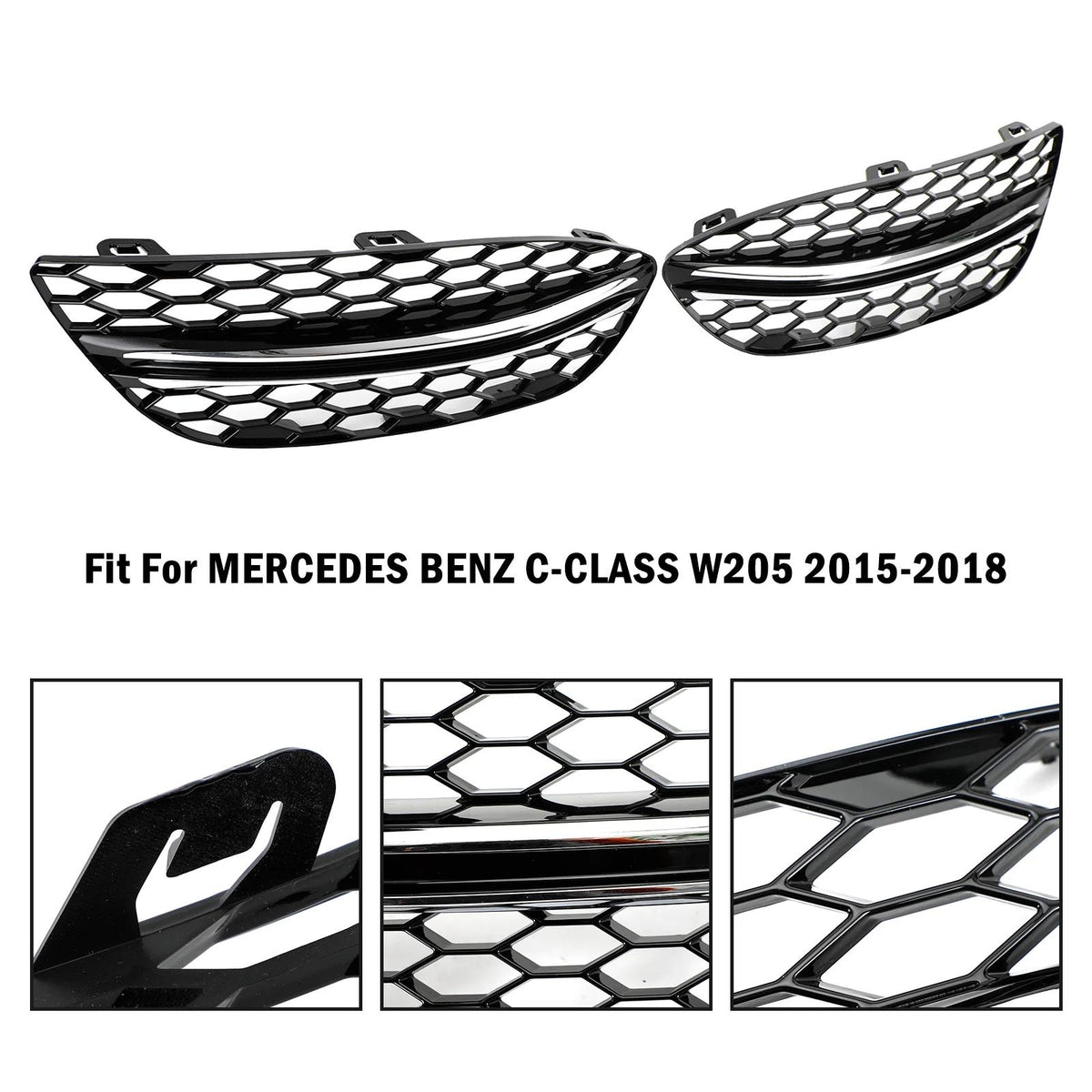 2015-2023 BENZ C-CLASS W205 Black Chrome Front Fog Light Cover 14475205 2058851623 Generic