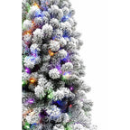 12 ft. Pre-Lit Flocked Akaskan Pine Artificial Christmas Tree with Multi-Color LED String Lighting