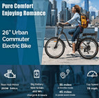 Ayner 26 In. Electric Cruiser Bike with 12.5Ah LarCapacity Removable Lithium-Ion Battery, Electric Commuter Bicycle for Adults Professional 6 Speed City Ebike Black