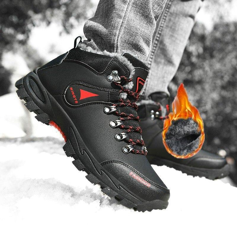 High Quality Men Hiking Shoes Winter Plush Snow Boots