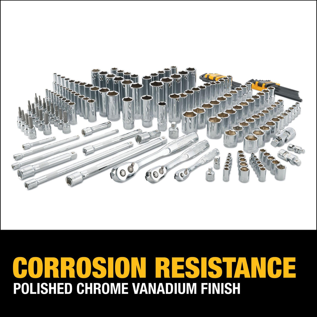192 Pcs. Mechanics Tool Set, 1/2, 1/4, 3/8 Socket Set, SAE and Metric Socket Wrench Set, Hard Shell Tool Box (DWMT75049)