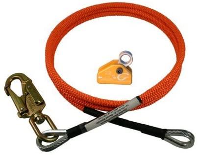 US Rigging Arborist Wire-Core Flip Line with Rope Grab Adjuster and Swivel Snap Hook
