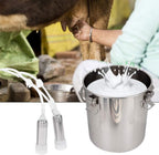 electric milking machine, 5l portable automatic double head adjustable pulsation vacuum pump milker with stainless steel bucket, livestock milking equipment for goat cow sheep(for sheep #3)