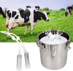 electric milking machine, 5l portable automatic double head adjustable pulsation vacuum pump milker with stainless steel bucket, livestock milking equipment for goat cow sheep(for sheep #3)
