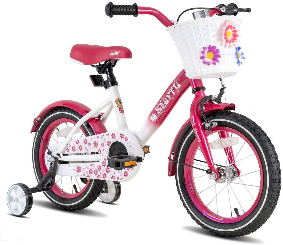 JOYSTAR Starry Kids Bike for Ages 3-9 Years Girls with Hand Brake and Basket, 14 16 18 Inch Princess Bikes Bicycles with Training Wheels and Fenders, Children Bicycle