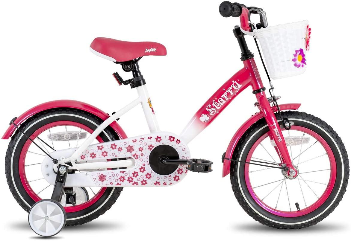 JOYSTAR Starry Kids Bike for Ages 3-9 Years Girls with Hand Brake and Basket, 14 16 18 Inch Princess Bikes Bicycles with Training Wheels and Fenders, Children Bicycle