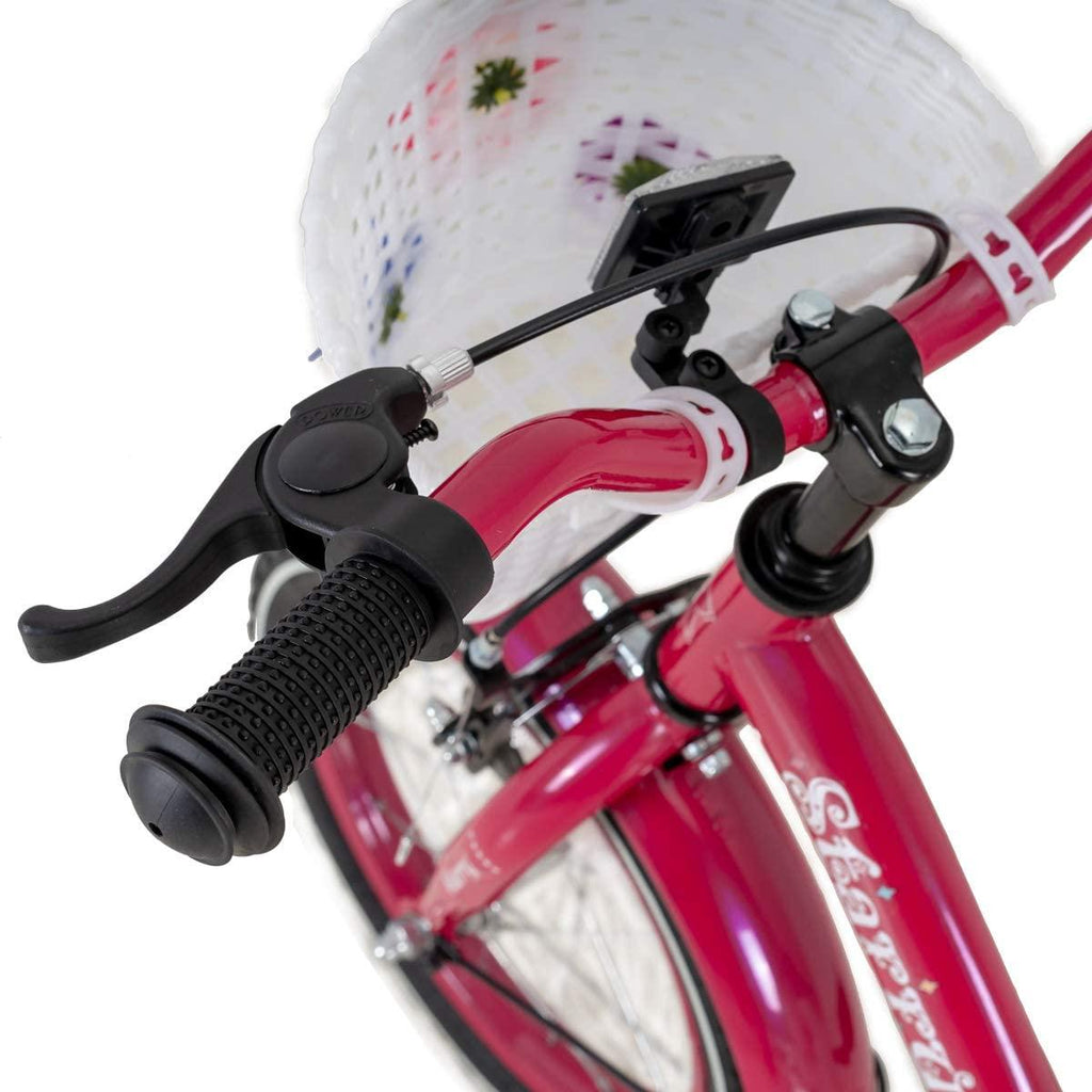 JOYSTAR Starry Kids Bike for Ages 3-9 Years Girls with Hand Brake and Basket, 14 16 18 Inch Princess Bikes Bicycles with Training Wheels and Fenders, Children Bicycle