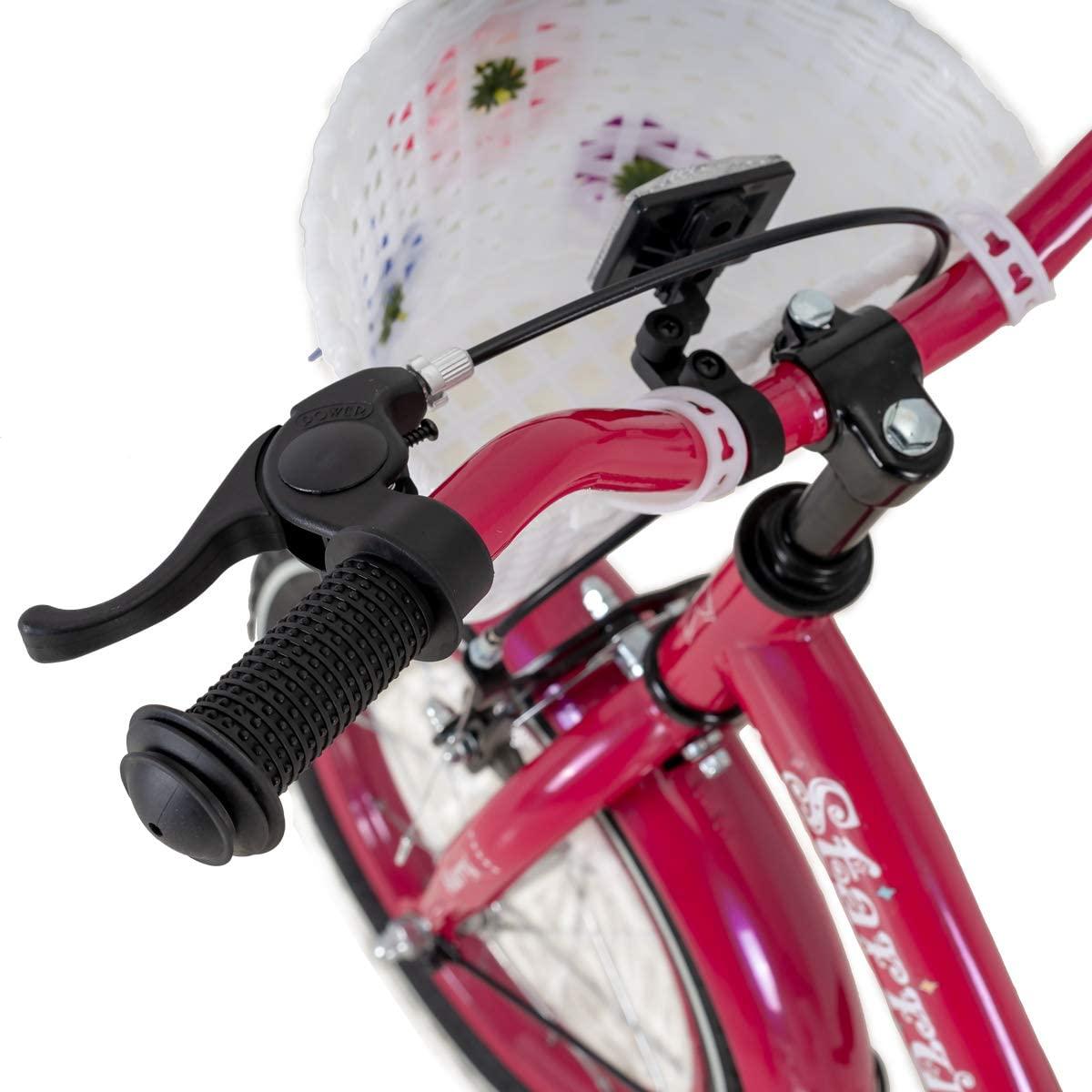 JOYSTAR Starry Kids Bike for Ages 3-9 Years Girls with Hand Brake and Basket, 14 16 18 Inch Princess Bikes Bicycles with Training Wheels and Fenders, Children Bicycle