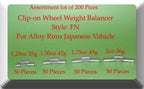 200Pc Assort Clip-On Wheel Weight FN for Alloy Rim Japan Cars 1.25 1.50 1.75 2oz