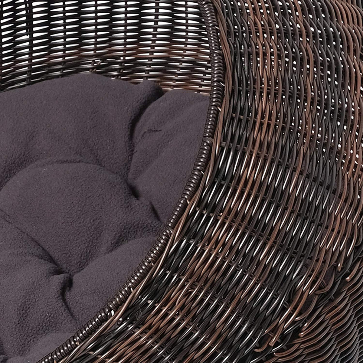 D+GARDEN Wicker Cat Bed for Indoor Cats - a Covered Modern Cat Hideaway Hut of Rattan Houses Pets in Dome Basket, Washable