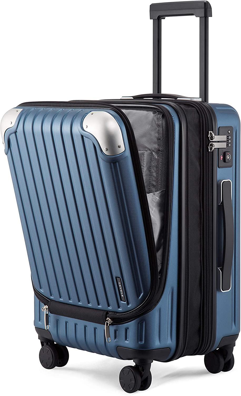 Grace EXT Carry On Luggage, 20” Expandable Hardside Suitcase, ABS+PC Harshell Spinner Luggage with TSA Lock, Spinner Wheels - Blue, 20-Inch Carry-On