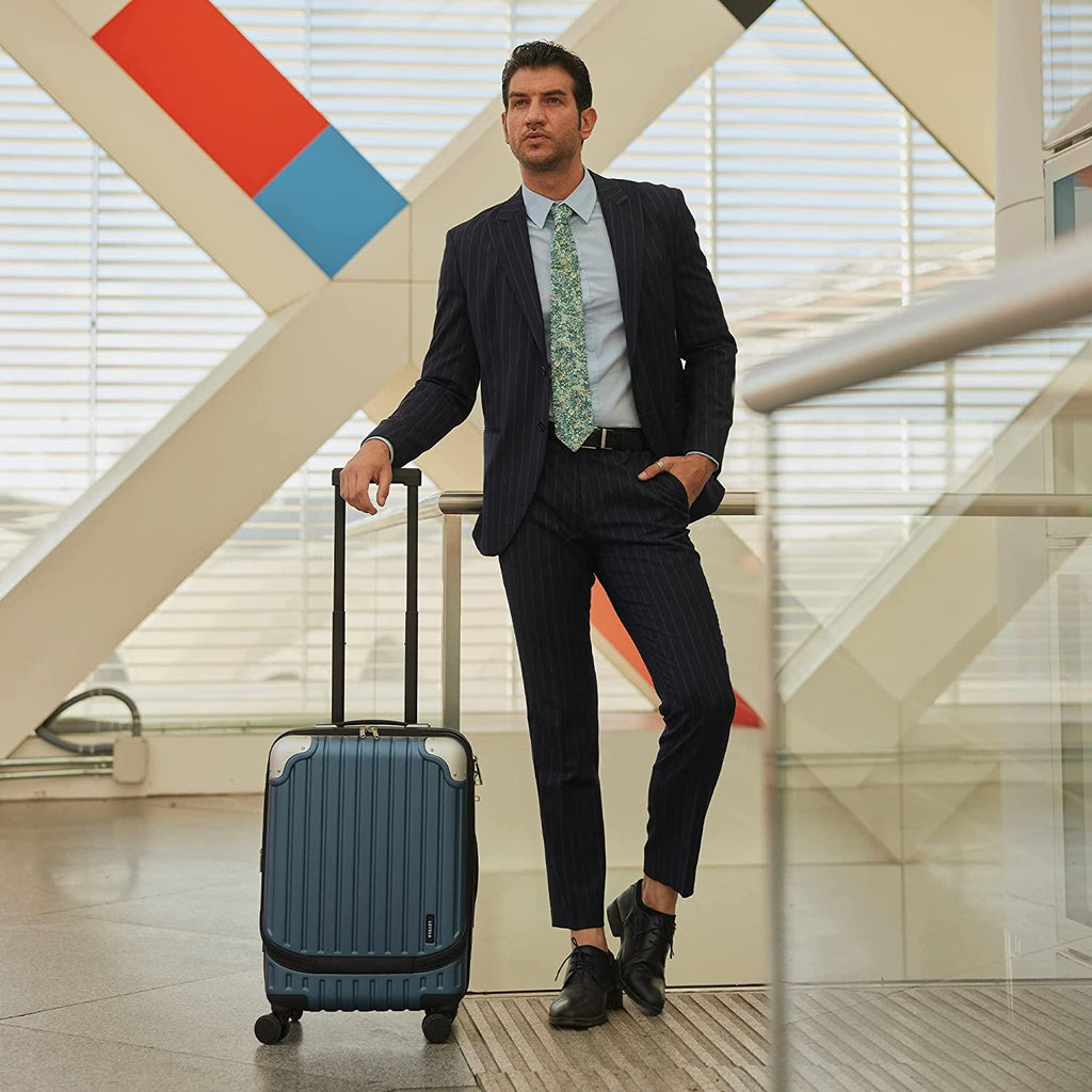 Grace EXT Carry On Luggage, 20” Expandable Hardside Suitcase, ABS+PC Harshell Spinner Luggage with TSA Lock, Spinner Wheels - Blue, 20-Inch Carry-On