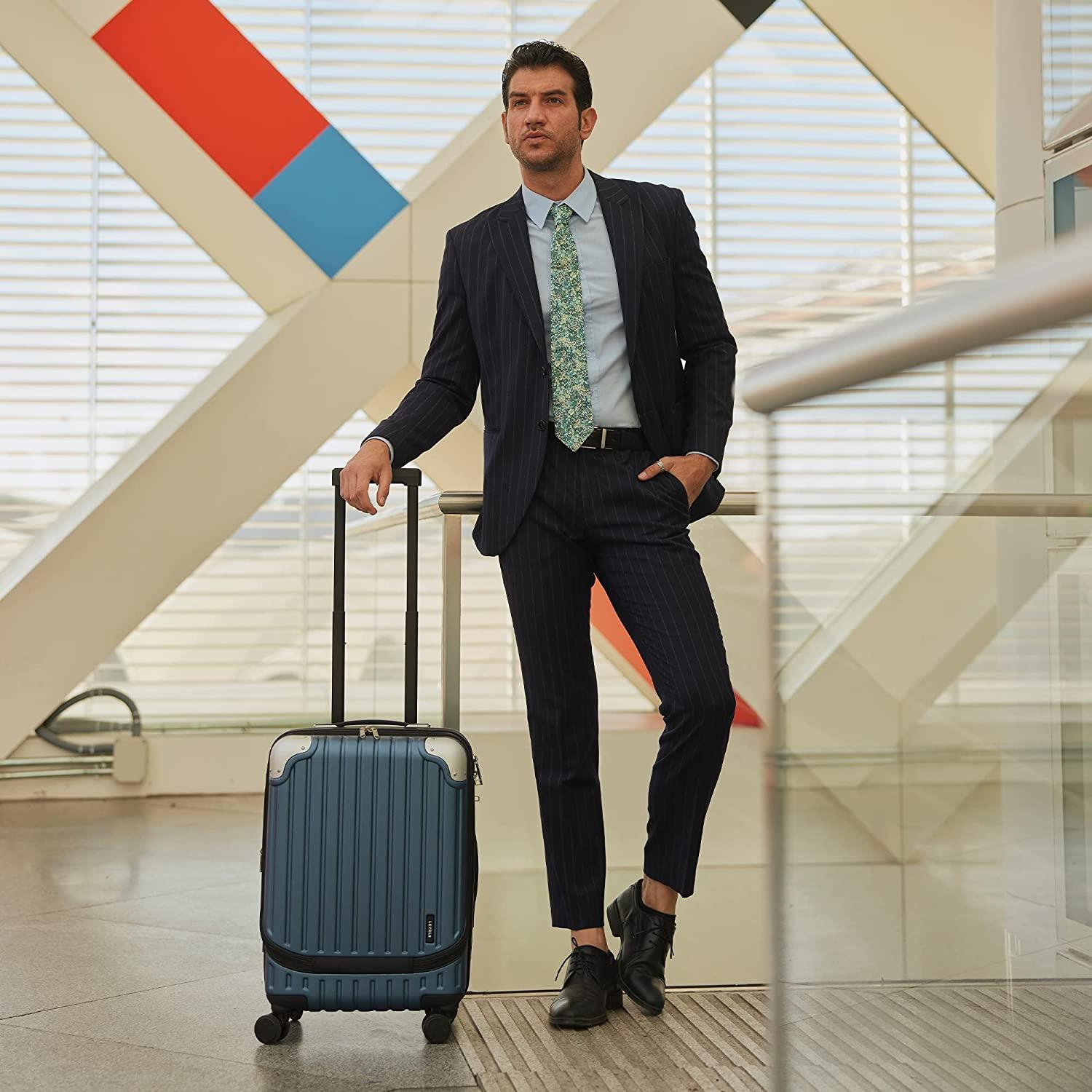 Grace EXT Carry On Luggage, 20” Expandable Hardside Suitcase, ABS+PC Harshell Spinner Luggage with TSA Lock, Spinner Wheels - Blue, 20-Inch Carry-On