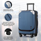 Grace EXT Carry On Luggage, 20” Expandable Hardside Suitcase, ABS+PC Harshell Spinner Luggage with TSA Lock, Spinner Wheels - Blue, 20-Inch Carry-On